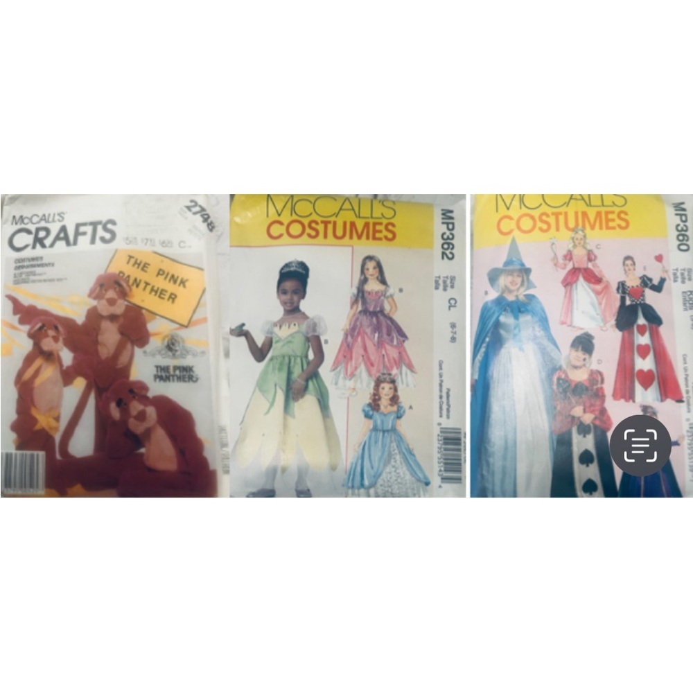 MCALLS Vintage Halloween Costume Sewing Patterns - Pink Panther, Princess, Witch